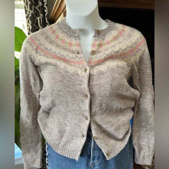 INES DE LA FRESSANGE Paris Wool Blend Button Up Cardigan Women’s Large Neutral - Picture 2 of 10